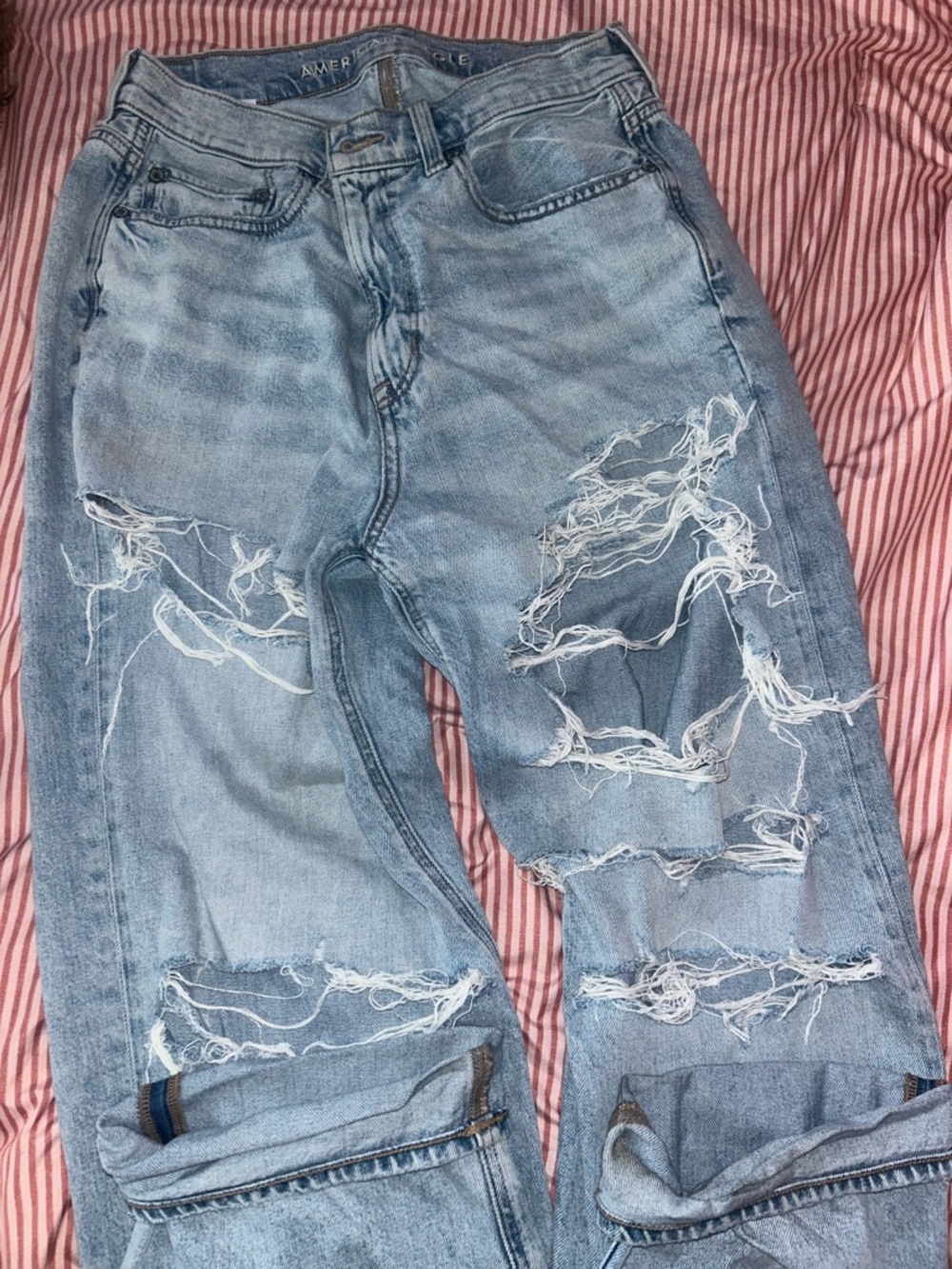 Light Wash Ultra Distressed Ripped Jeans